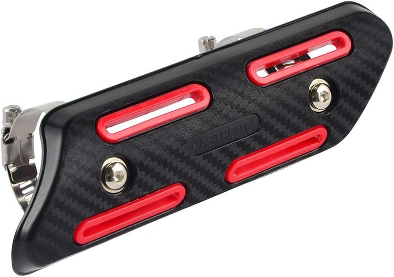 NICECNC Universal Red 4 STROKE Exhaust Heat Protector Shield Compatible with Honda CRF250 CRF450 CRFX250 CRFX450,Compatible Suzuki RMZ250 RMZ400 RMZ450 RMX250 RMX400 RMX450 DRZ250 DRZ400 See Fitment - Image 2